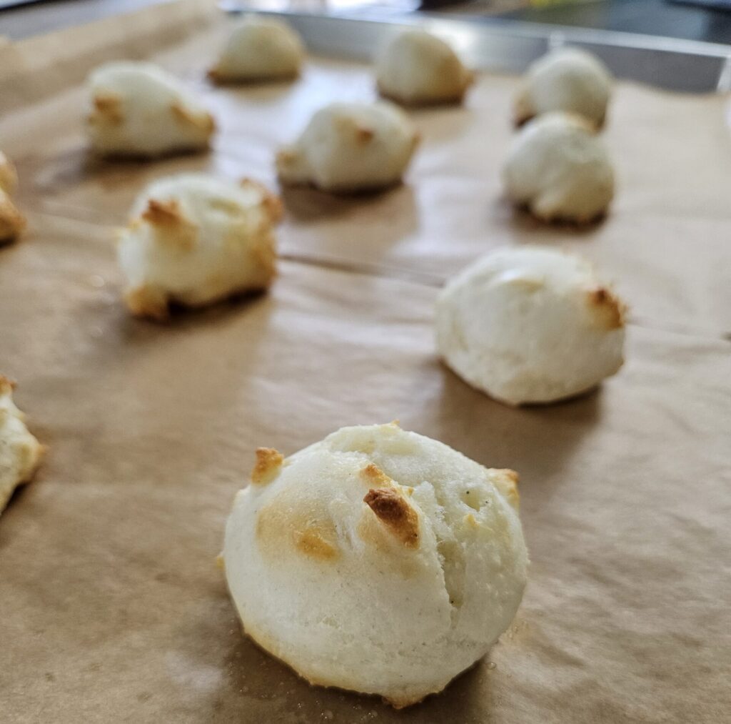 gluten free biscuits made with tallow on a cookie sheet