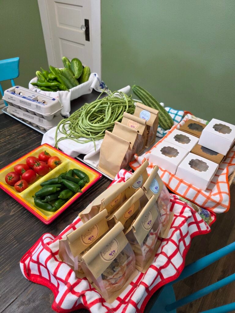 veggies, eggs and pastries for sale for Mesa View Homestead farmstand